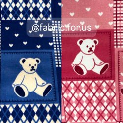 Blue, Pink, or Navy Teddy Bear Plaided Polyester Non-Stretch Anti Pill Fleece