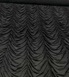 Black Drop Ruche Double Knit Stretch Polyester Spandex Fabric