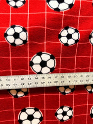 Red or Blue World Cup Soccer Goal with Black and White Checkered Soccer Balls Print on Soft Cozy Fleece