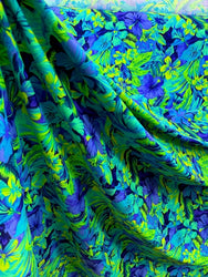 RESTOCKED Thick Hawaiian Tropical Hibiscus 4 way Stretch Nylon Spandex Neon Floral Design