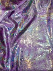 Holo Thunder Foil Print on Nylon Spandex Fabric 4 ways Stretch