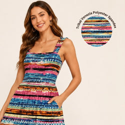 Colorful Tribal Venezia Polyester Spandex 2-Way Stretch Fashion Fabric