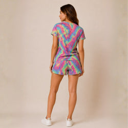 Rainbow Crinkle Tie-Dye Interlock Polyester Spandex Stretch Fabric by Yard