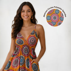 Abstract Circles Polyester Spandex 2-Way Stretch Lightweight Fashion Fabric