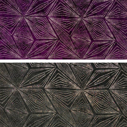 Stretch Velvet with Diagonal Glittery Design in Plum and Black 58/60
