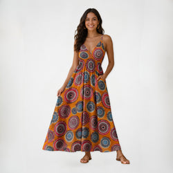 Abstract Circles Polyester Spandex 2-Way Stretch Lightweight Fashion Fabric