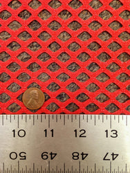 Coral Red Diamond Mesh Stretch Fabric with Silver Foil for Apparel by the Yard