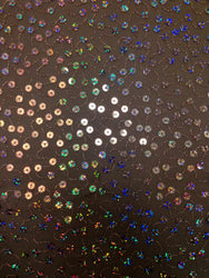 Brown See Through Polyester Mesh w/ 6mm Big Holographic Sequins on Fabric