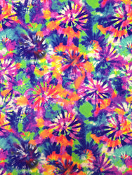 Spiral Tie Dye Bright Multi-Color Pattern on Heavy Stretch Nylon Spandex Fabric