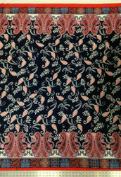 Border Paisley Pattern on Dark Navy Stretch Lightweight Knit Jersey Polyester Spandex
