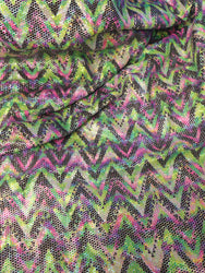 Pastel Chevron Print w/ Silver Holographic Foil on Stretch Nylon Spandex Fabric