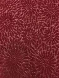 Wine Red Dull Foil Daisy Flowers on Polyester Spandex Textured Fukuro