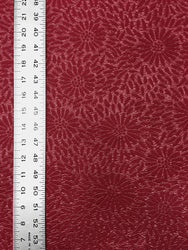 Wine Red Dull Foil Daisy Flowers on Polyester Spandex Textured Fukuro