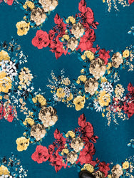 Floral Design on Polyester Bulgari Spandex Light Weight Fabric