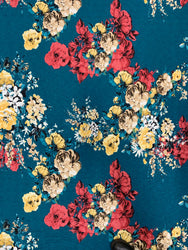 Floral Design on Polyester Bulgari Spandex Light Weight Fabric
