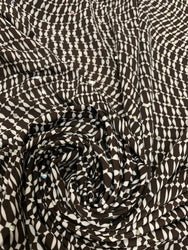 Black or Brown Polyester Spandex Single Span Geometric Print with Silver Trans