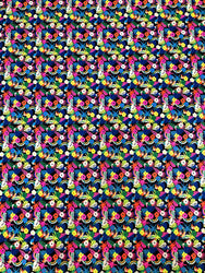Nylon Spandex medium Weight 4 ways Stretch Neon Small Floral & Toucans Design