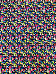Nylon Spandex medium Weight 4 ways Stretch Neon Small Floral & Toucans Design