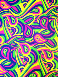 Colorful Neon Psychedelic Retro Pattern on Heavy Stretch Nylon Spandex