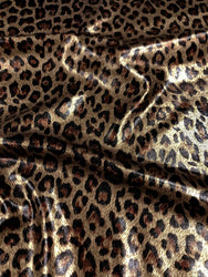 Leopard Shiny Foil Design on Polyester Spandex 2 ways Stretch Fabric