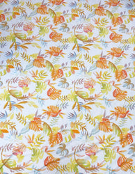 Tropical Leaves on White Light Weigth Polyester Spandex Fabric