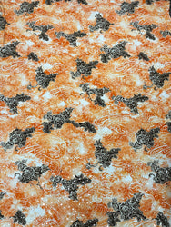 Polyester Spandex Abstract Paisley Print w/ Silver Circle Trans fabric