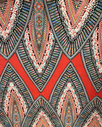 African Print on Light Weight 2 way Stretch Polyester Spandex (Big Design)