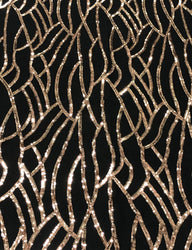 Rose Gold Sequins on 100% Polyester Mesh Fabric