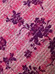 Pink & Purple Floral Tribal Pattern on Stretch Lightweight Knit Jersey Polyester Spandex