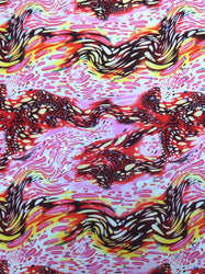 Bubble Swirl Pattern w/ Silver Holographic Faux Sequins on Stretch Polyester Spandex Fabric