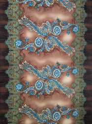 Polyester ITY Matte Jersey Spandex 2 Side Border Big Paisley Design Fabric