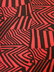 Dark Coral and Brown Polyester Bulgari Spandex Light Weight Stretch Abstract Fabric Design