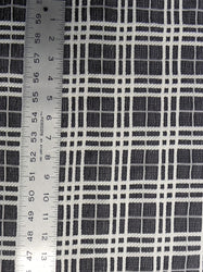 Polyester Spandex Double Knit Black and Ivory Plaid Design Fabric