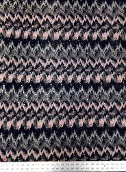 Beautiful Ikat Zigzag Pattern w/ Holographic Faux Sequins on Stretch Bodre Mini Pleat Polyester