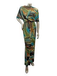 Teal or Rust Cheetah Abstract Design on Stretch Acetate Slinky Polyester Spandex Fukuro