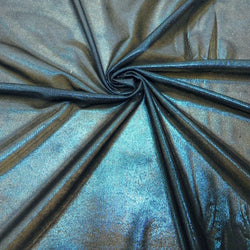Shiny Dark Turquoise Foil on Polyester Sheer Mesh Stretch