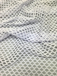 Small White Fish Net Mesh 0.4 Inch Diamond Mesh Stretch Polyester Spandex Fabric