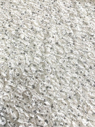 Ivory White Double-Knit Pattern with Shiny Silver Foil Stretch Polyester Spandex