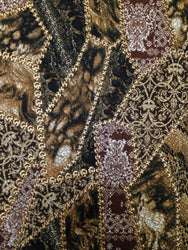 Gorgeous Unique Polyester Medium Textured Fukuro Geometric Abstract Design with Gold Foil