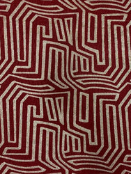 Wine Red Polyester Spandex 2x2 Rib Light Weight W/ Gold Geometric Foil