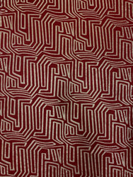 Wine Red Polyester Spandex 2x2 Rib Light Weight W/ Gold Geometric Foil