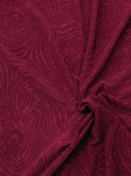 Wine, Blush, or Royal Blue Polyester Acetate Light Weight Fukuro Jacquard Textured Swirl Design Fabric