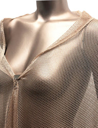 Golden Polyester None Stretch See Mesh with Gold Lurex Fabric