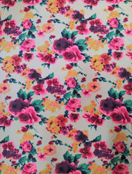 Polyester Spandex 2 Way Stretch Colorful Bright Flower Design Fabric