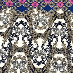 Elegant Polyester Venezia 2 ways Stretch Light Weight Big Damask Double Side Border Design