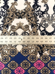 Elegant Polyester Venezia 2 ways Stretch Light Weight Big Damask Double Side Border Design