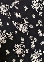 Black Rayon Georgette Sheer None Stretch Light Weight White Small Floral Design Fabric