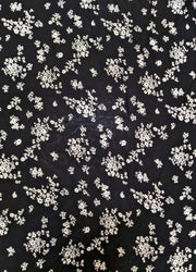 Black Rayon Georgette Sheer None Stretch Light Weight White Small Floral Design Fabric
