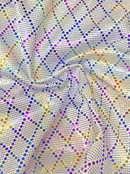 Nylon Spandex Medium Weight 4 ways Stretch Small Geometric Shinny Foil Fabric