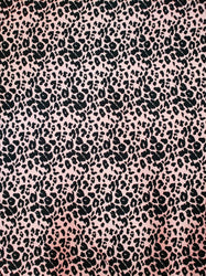 Blush Pink Peach with Black Cheetah/Leopard print on Brushed Single Span Polyester Spandex & Black Animal Print Fabric
